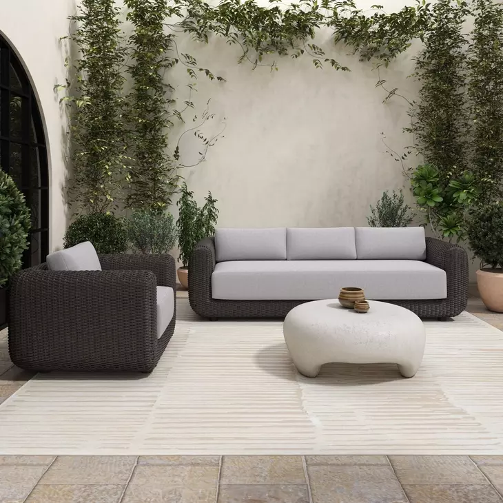 Soma Gray and Dark Brown Outdoor 100" Sofa
