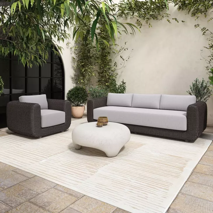 Soma Gray and Dark Brown Outdoor 100" Sofa