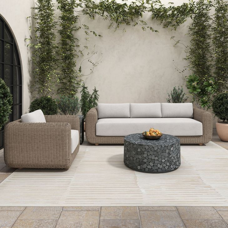 Soma Gray and Natural 100" Outdoor Sofa