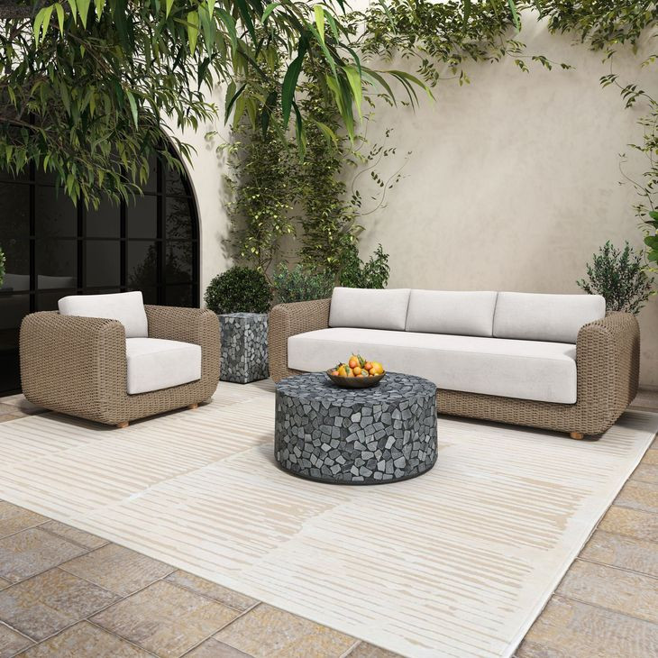 Soma Gray and Natural 100" Outdoor Sofa