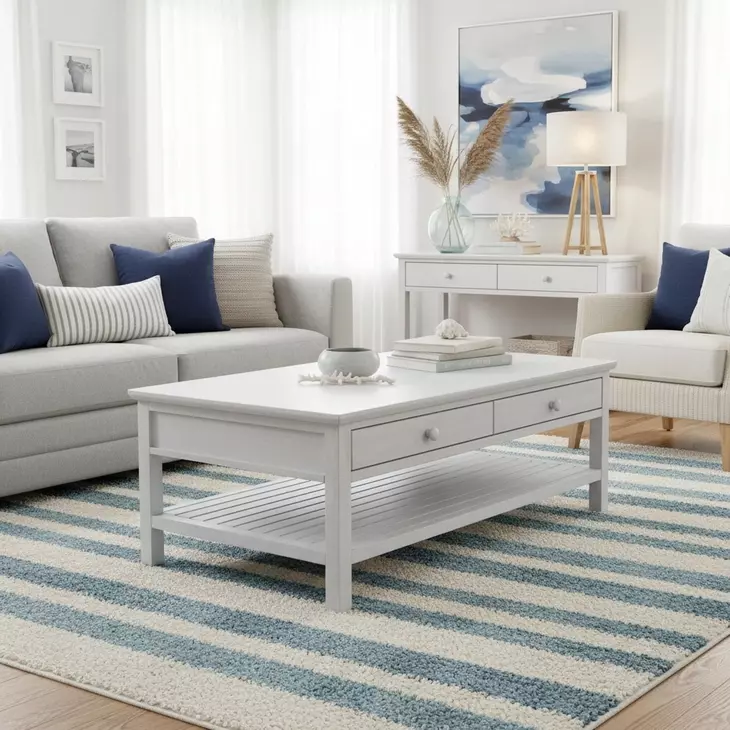 Geneva Distressed White Rectangular Occasional Table Set