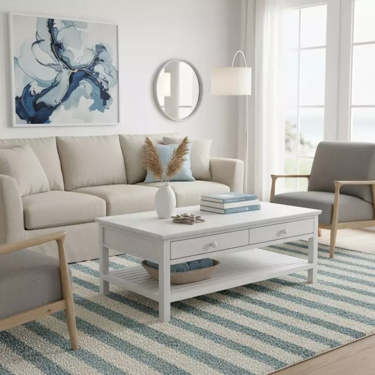 Geneva Distressed White Rectangular Occasional Table Set