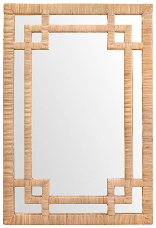 Geneva Greek Key Brown Rectangular Wall Mirror