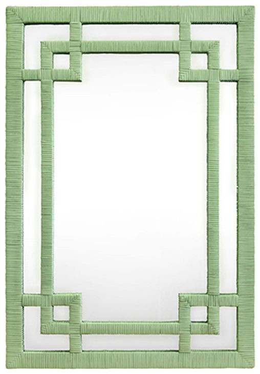 Geneva Greek Key Sage Green Rectangular Wall Mirror