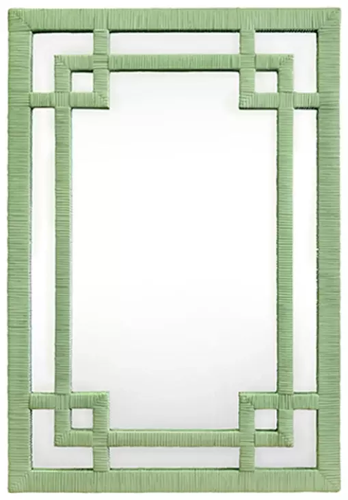 Geneva Greek Key Sage Green Rectangular Wall Mirror