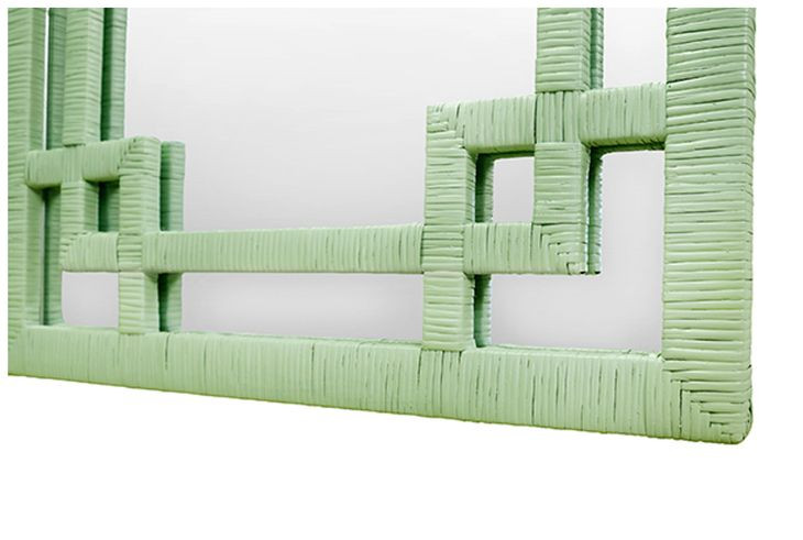 Geneva Greek Key Sage Green Rectangular Wall Mirror