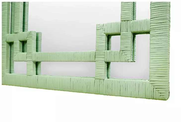 Geneva Greek Key Sage Green Rectangular Wall Mirror