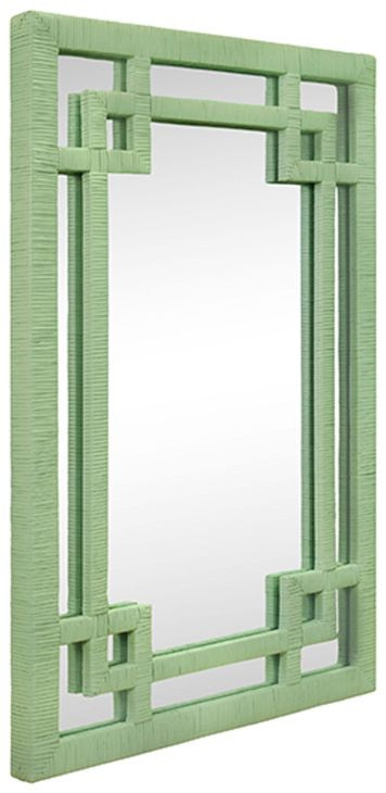 Geneva Greek Key Sage Green Rectangular Wall Mirror