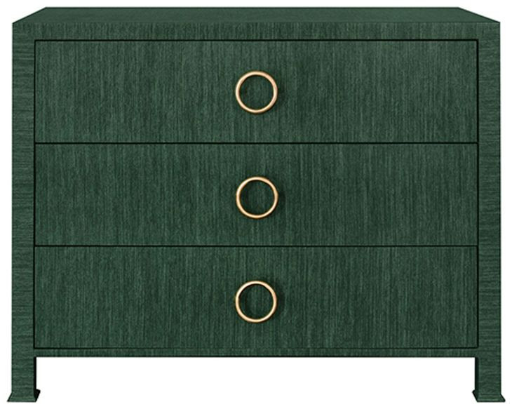 Getty Dyed Green Grasscloth 3 Drawer Chest