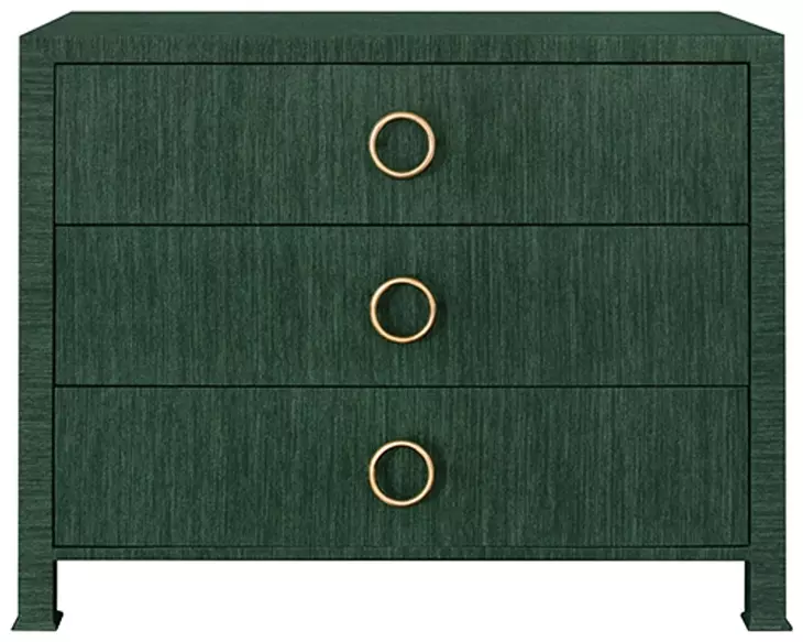 Getty Green Dyed Grasscloth 3 Drawer Soft Close Accent Chest