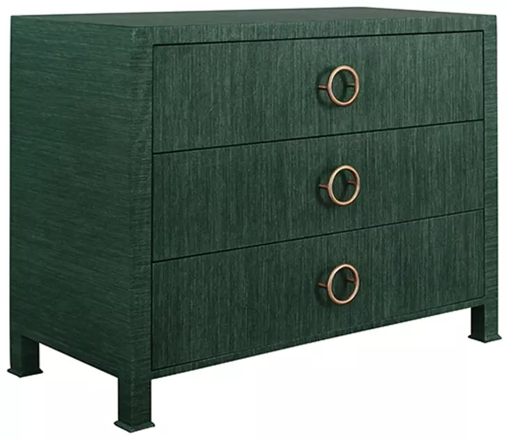 Getty Green Dyed Grasscloth 3 Drawer Soft Close Accent Chest From
