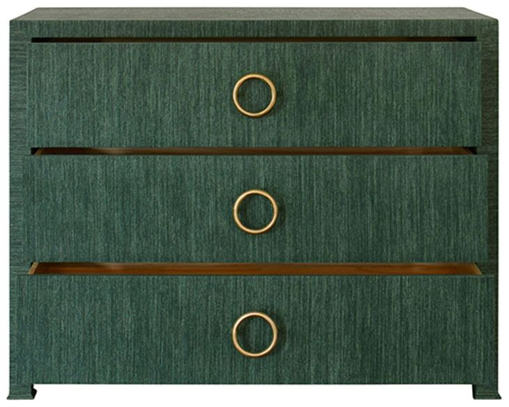 Getty Dyed Green Grasscloth 3 Drawer Chest