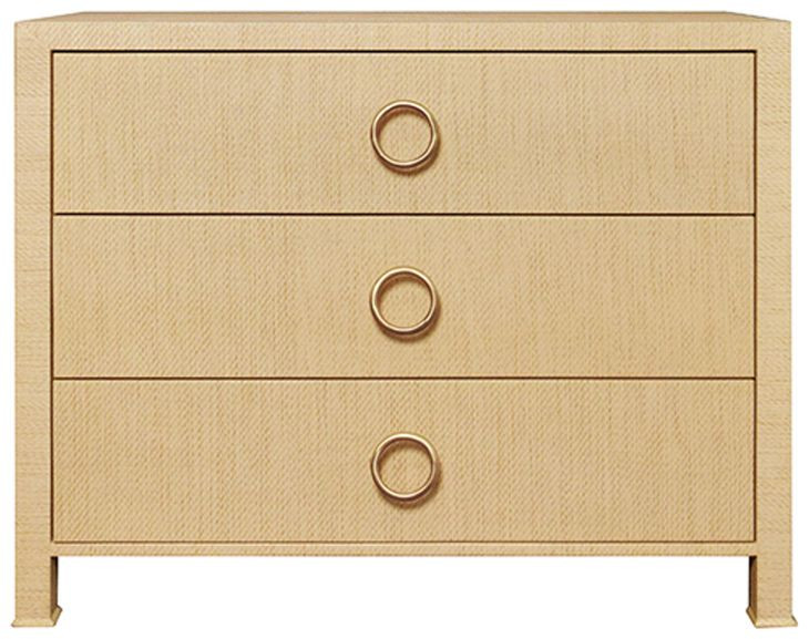 Getty Brown Natural Grasscloth 3 Drawer Chest