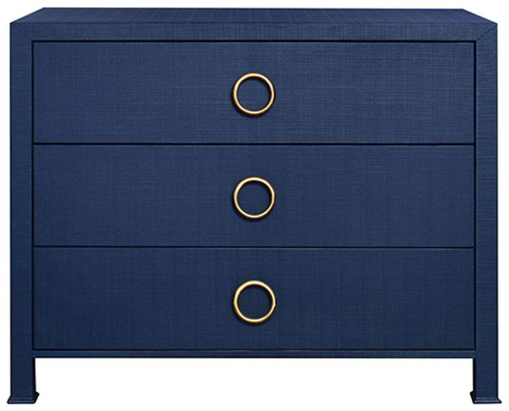 Getty Textured Navy Linen 3 Drawer Chest