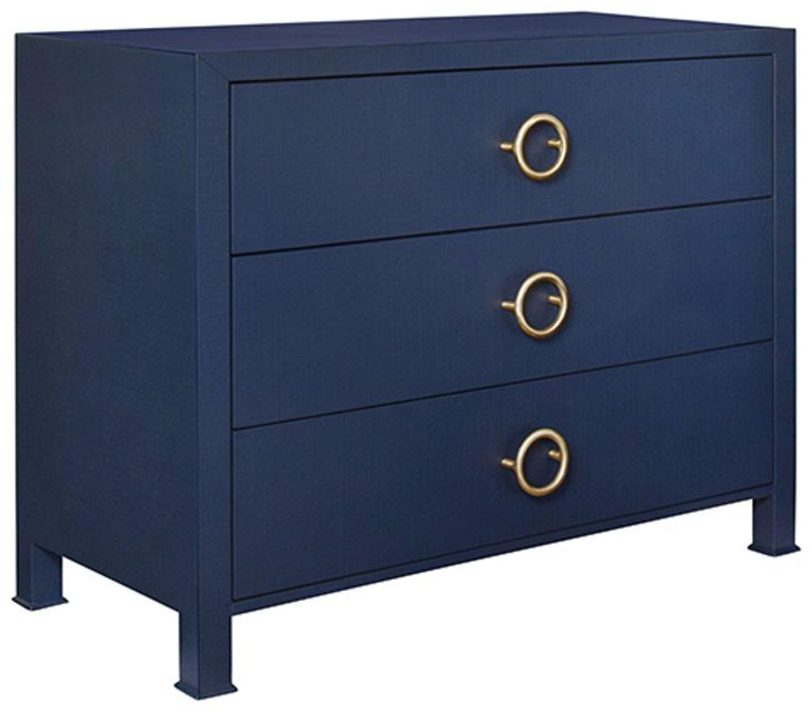 Getty Textured Navy Linen 3 Drawer Chest