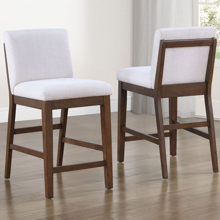 Canton White Upholstered Back Counter Height Chair Set of 2