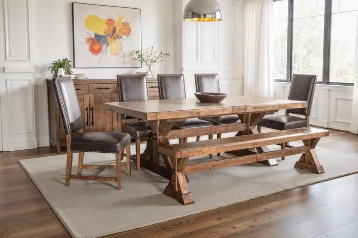 Grassroots Warm Earth Tone Extendable 88" Dining Table
