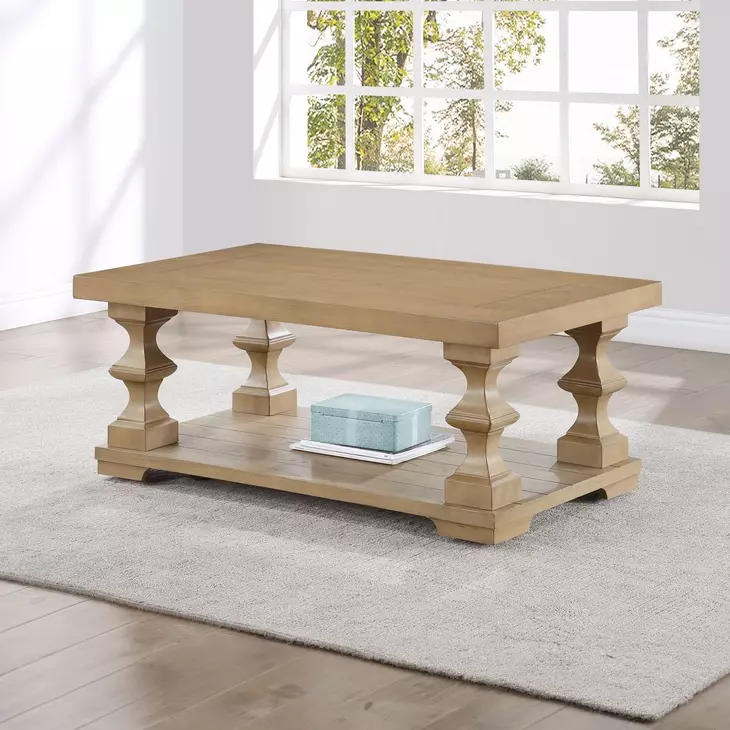 Dory Sand Rectangular Coffee Table with Casters
