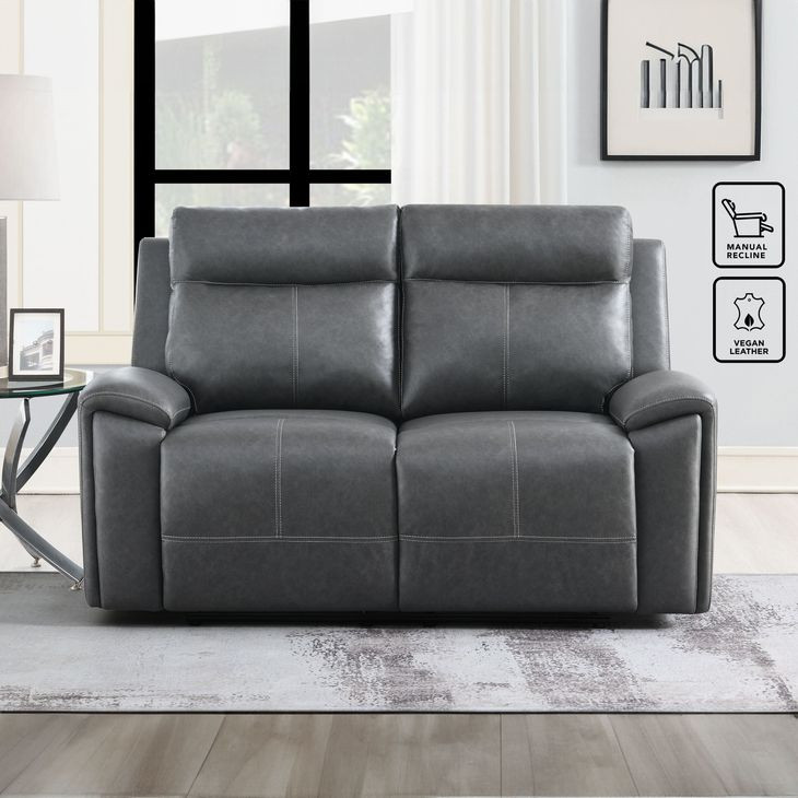 Gaston Gray 65" Manual Reclining Loveseat