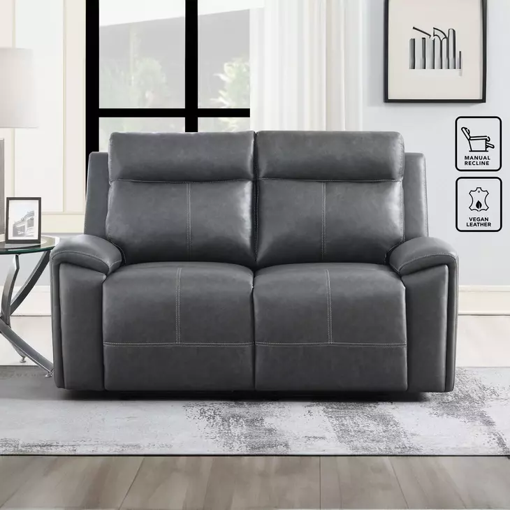 Gaston Gray Manual Reclining 65" Loveseat