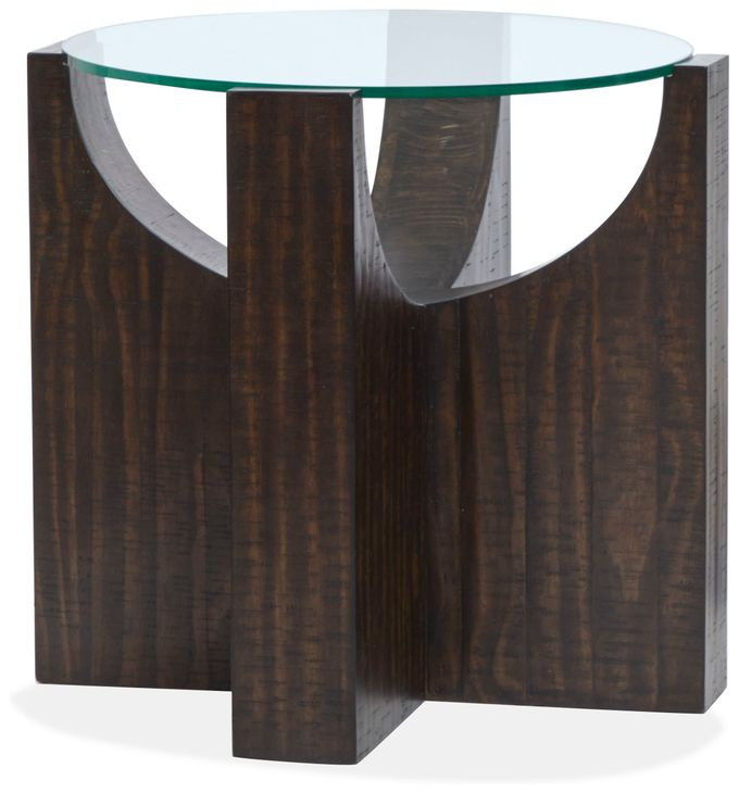 Beckham Rustic Tavern Round Glass Top Accent Table