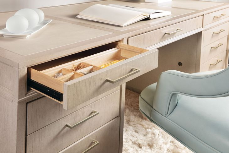 Marlowe Polished Limestone Leather 70" Executive Desk