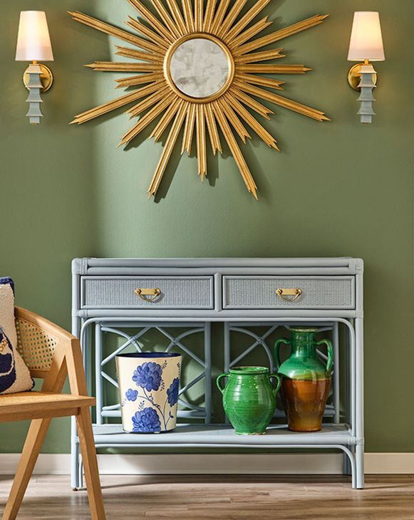 Starlata Gold Leaf Sunburst Round Wall Mirror