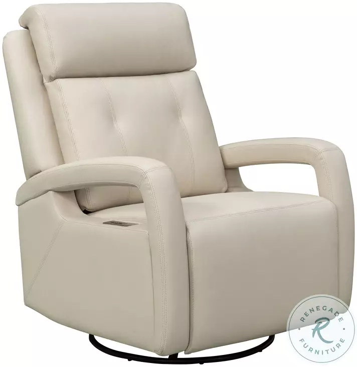 Gilbert Troy Cream Swivel Glider Power Recliner with Power Headrest And Lumbar