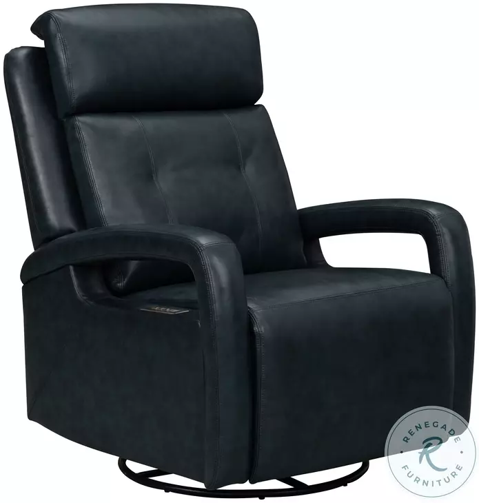 Gilbert Traci Midnight Blue Swivel Glider Power Recliner with Power Headrest And Lumbar