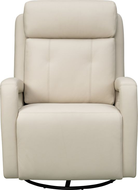 Gilbert Troy Cream Leather Swivel Glider Triple Power Recliner with Power Lumbar and USB Charging