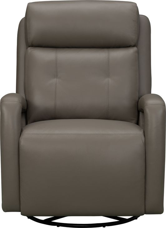 Gilbert Lynn Smokey Gray Leather Swivel Glider Triple Power Recliner with Power Lumbar and USB Charging