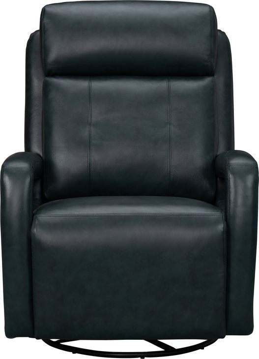 Gilbert Traci Midnight Blue Leather Swivel Glider Triple Power Recliner with Power Lumbar and USB Charging