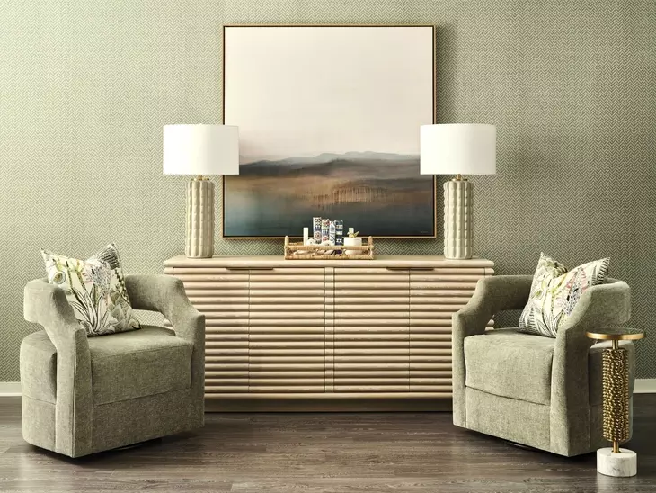 Giovanni Light Cerused Oak 4 Door Buffet