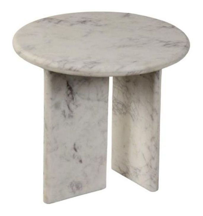 Artifacts Wonder White Round Marble Top Finson End Table