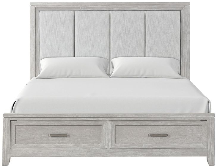 Fiona Mist Gray California King Upholstered Storage Panel Bed