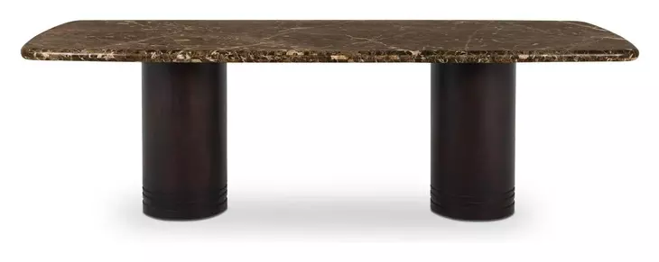 Daphne Dark Emperador Rectangular Marble Top Dining Room Set