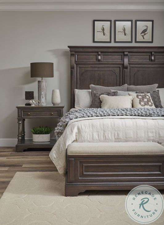 Hickory Creek Brown Velvet California King Storage Panel Bed