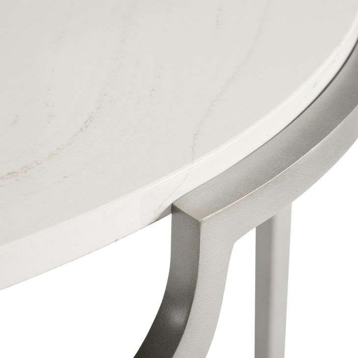 Morello Oxidized Nickel And Carrara Marble Oval Metal End Table