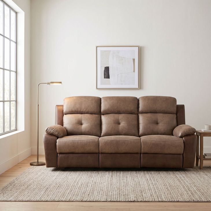 Glendale Brown Double Reclining 84" Sofa