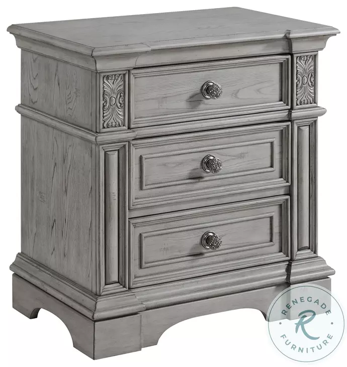 Brookstone Aged Grey 3 Drawer Nightstand