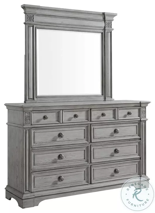 Brookstone Aged Grey 9 Drawer Dresser And Mirror