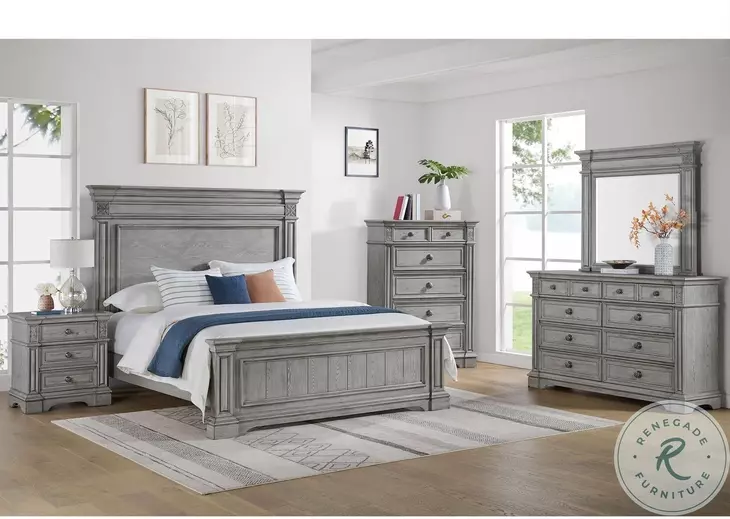Brookstone Aged Grey King Panel Bed