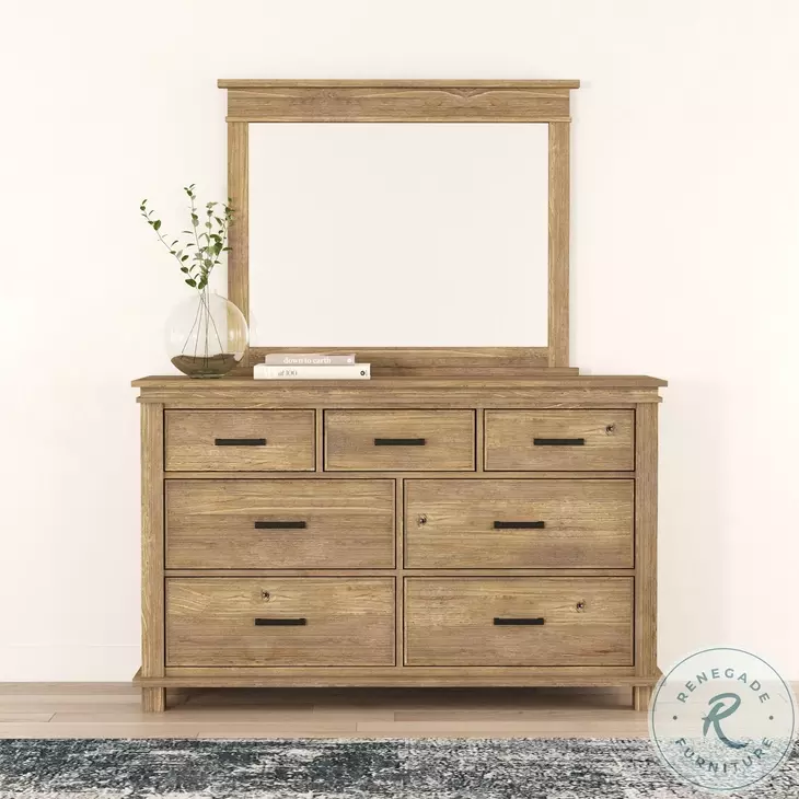 Glacier Point Golden Java 7 Drawer Dresser with Mirror