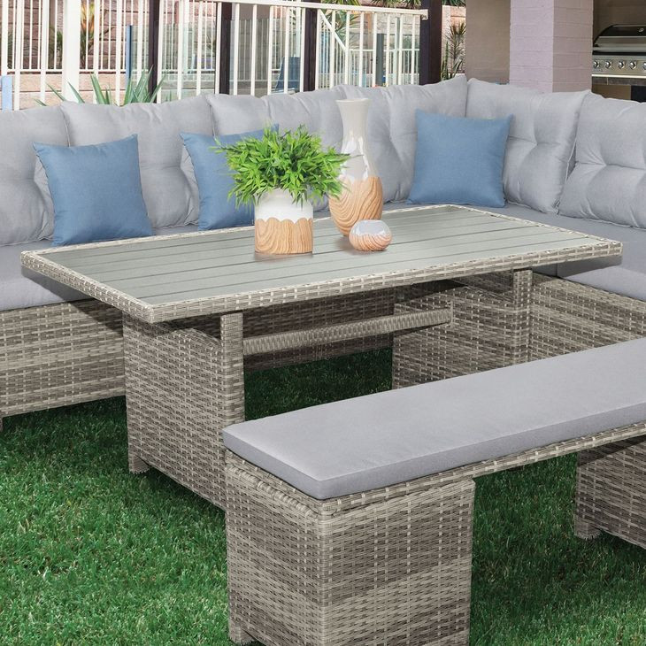 Malia Gray 59" Rectangular Outdoor Patio Dining Table