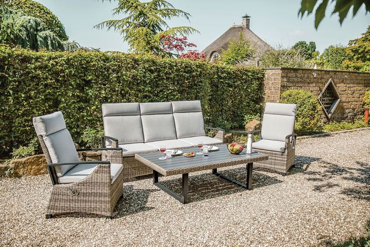 Antigua Gun Metal Brown and Gray Upholstered Outdoor Armchair