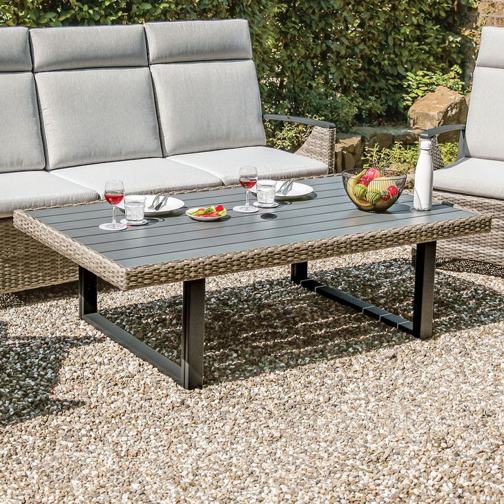 Antigua Gun Metal Brown and Gray Outdoor Rectangular Height Adjustable Cocktail Table