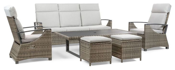 Antigua Gun Metal and Brown and Gray Square Outdoor Ottoman Set of 2