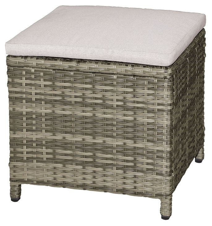 Antigua Gun Metal and Brown and Gray Square Outdoor Ottoman Set of 2