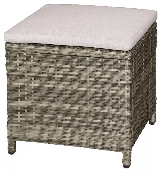 Antigua Gun Metal and Brown and Gray Square Outdoor Ottoman Set of 2