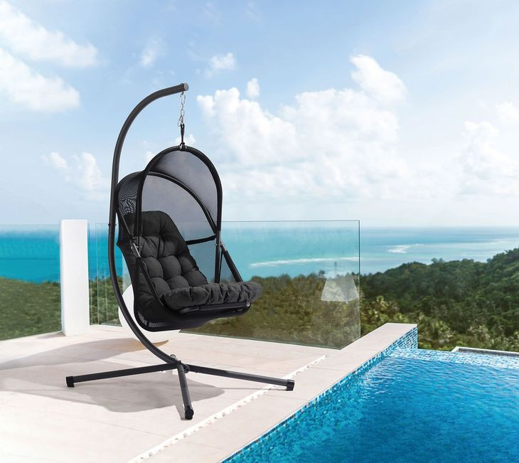 Breeze Black Outdoor Swing Chair with Stand